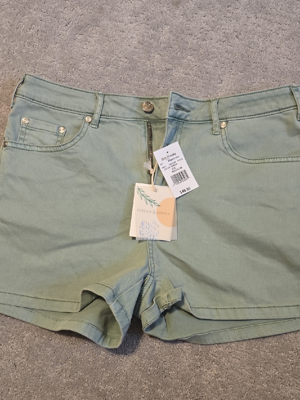 Thread & Supply Light Sage Green Jean Shorts